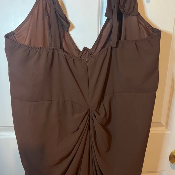 PrettyLittleThing One Shoulder Brown Dress - Picture 3 of 12